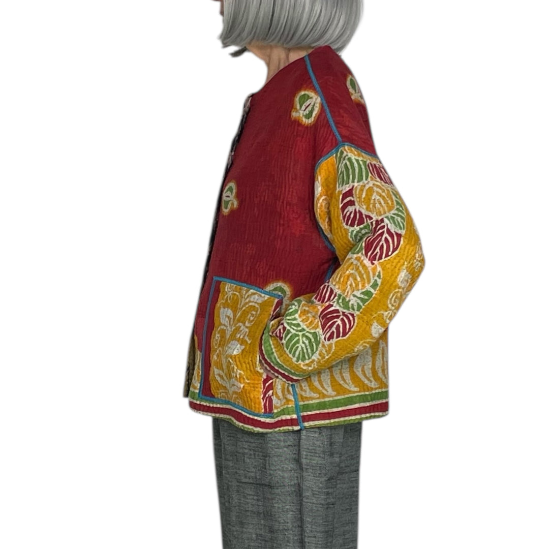 VINTAGE KANTHA CREW NECK SHORT JACKET
