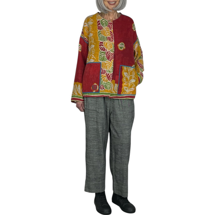 VINTAGE KANTHA CREW NECK SHORT JACKET