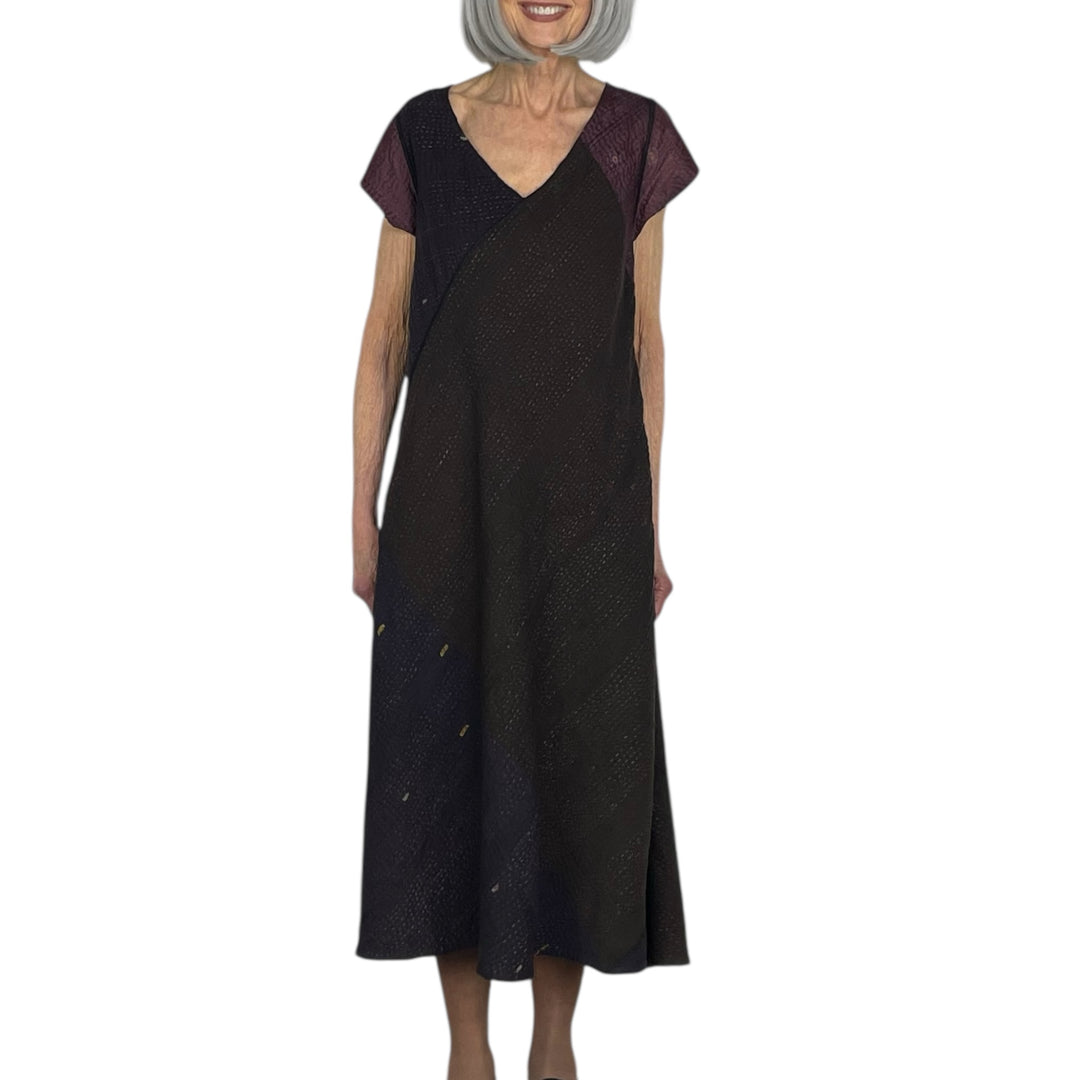 JAIPUR PATCH CAP SLEEVE FLARE DRESS