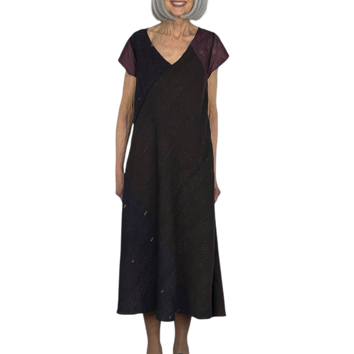 JAIPUR PATCH CAP SLEEVE FLARE DRESS