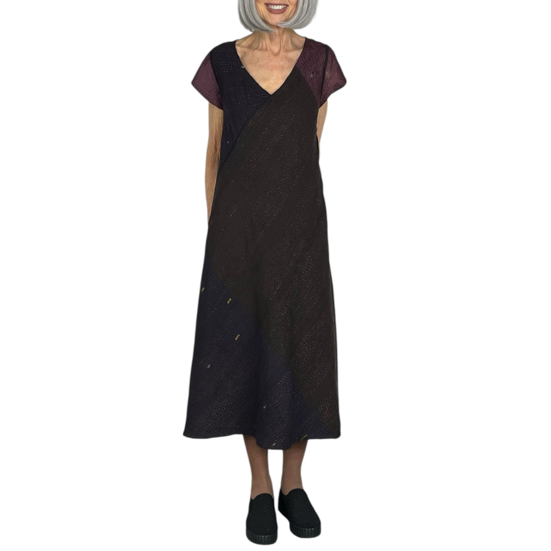 JAIPUR PATCH CAP SLEEVE FLARE DRESS