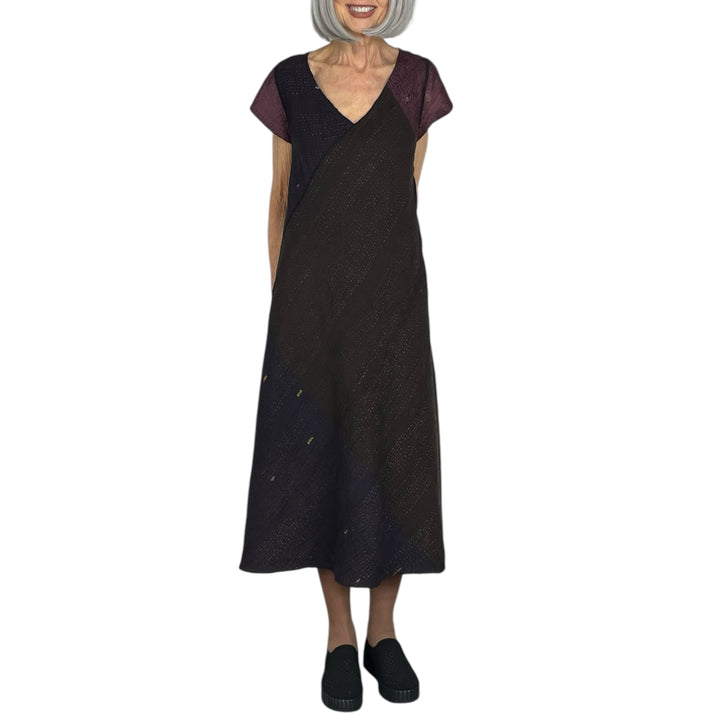 JAIPUR PATCH CAP SLEEVE FLARE DRESS
