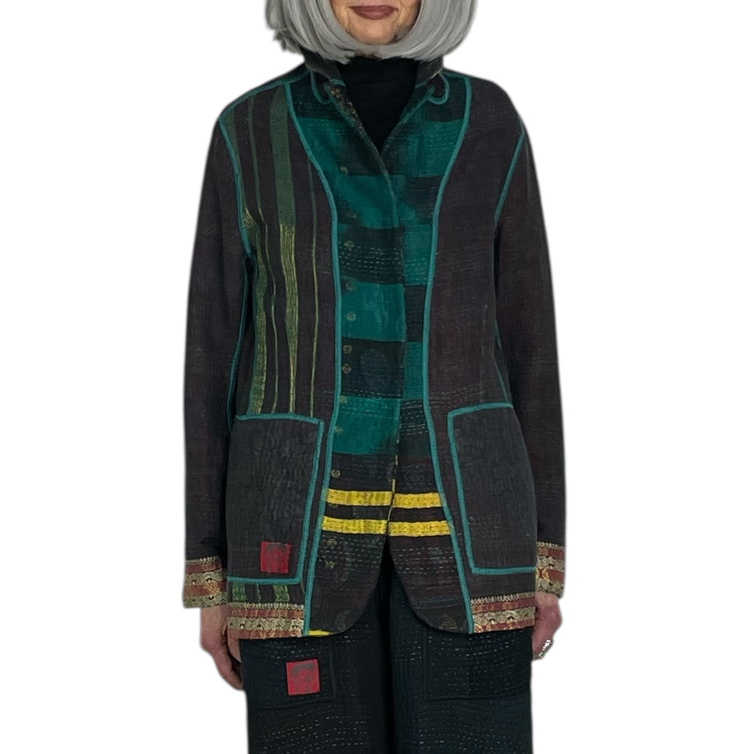WOVEN VINTAGE KANTHA BASIC JACKET