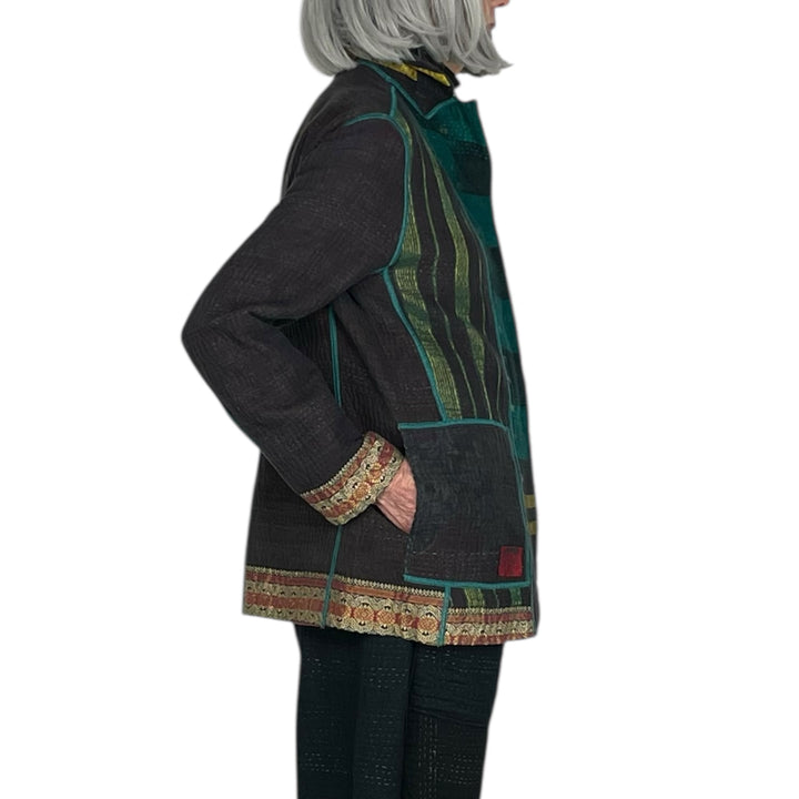 WOVEN VINTAGE KANTHA BASIC JACKET