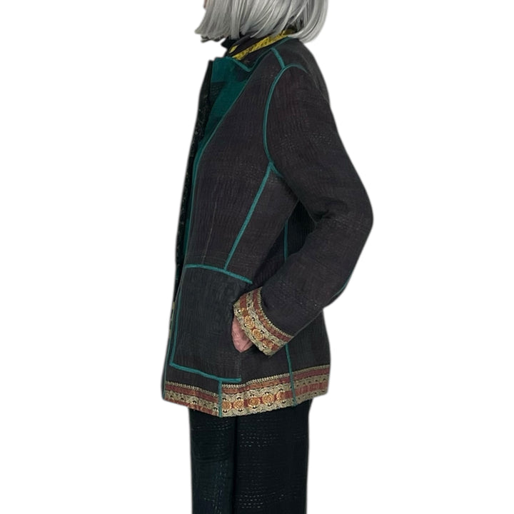 WOVEN VINTAGE KANTHA BASIC JACKET