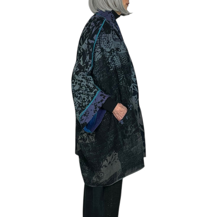 TWILIGHT PRINT DOUBLE COLLAR PONCHO
