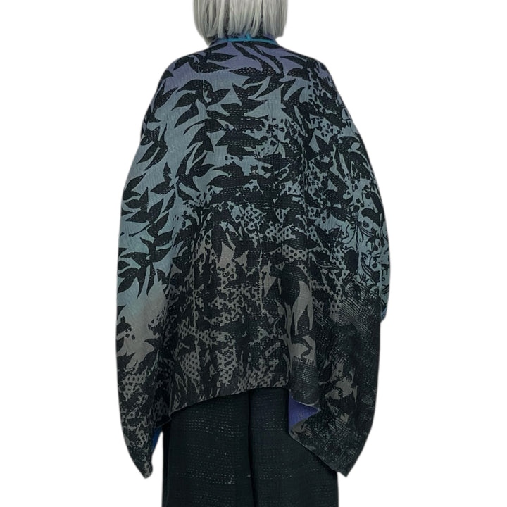 TWILIGHT PRINT DOUBLE COLLAR PONCHO