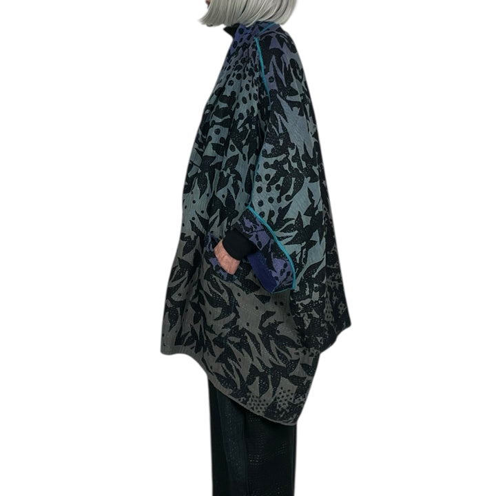 TWILIGHT PRINT DOUBLE COLLAR PONCHO