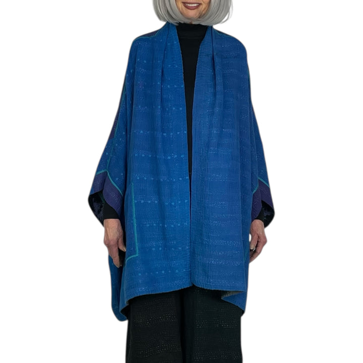TWILIGHT PRINT DOUBLE COLLAR PONCHO