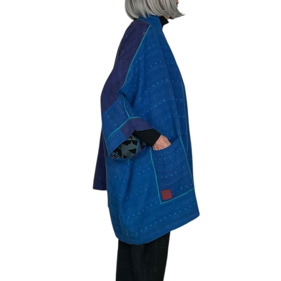 TWILIGHT PRINT DOUBLE COLLAR PONCHO