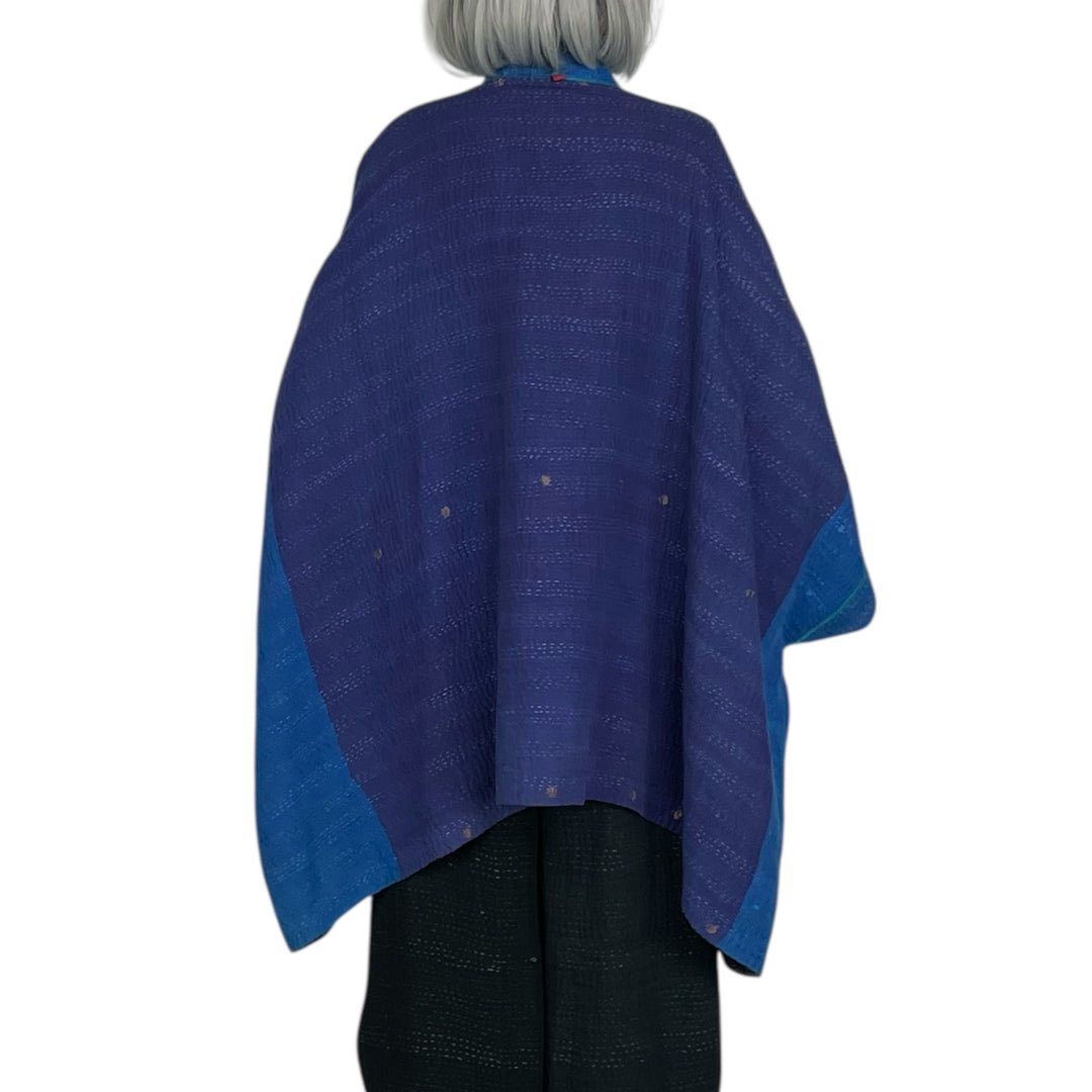 TWILIGHT PRINT DOUBLE COLLAR PONCHO