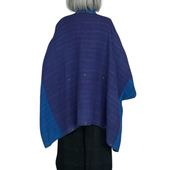 TWILIGHT PRINT DOUBLE COLLAR PONCHO