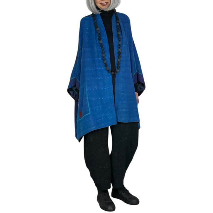 TWILIGHT PRINT DOUBLE COLLAR PONCHO