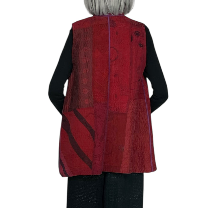 GEORGETTE JACQUARD PATCH KIMONO VEST SHORT