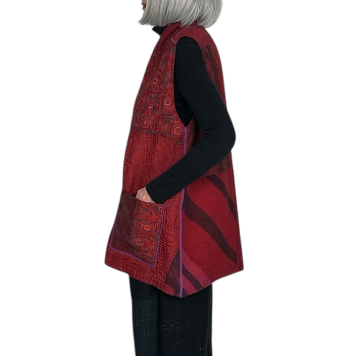 GEORGETTE JACQUARD PATCH KIMONO VEST SHORT
