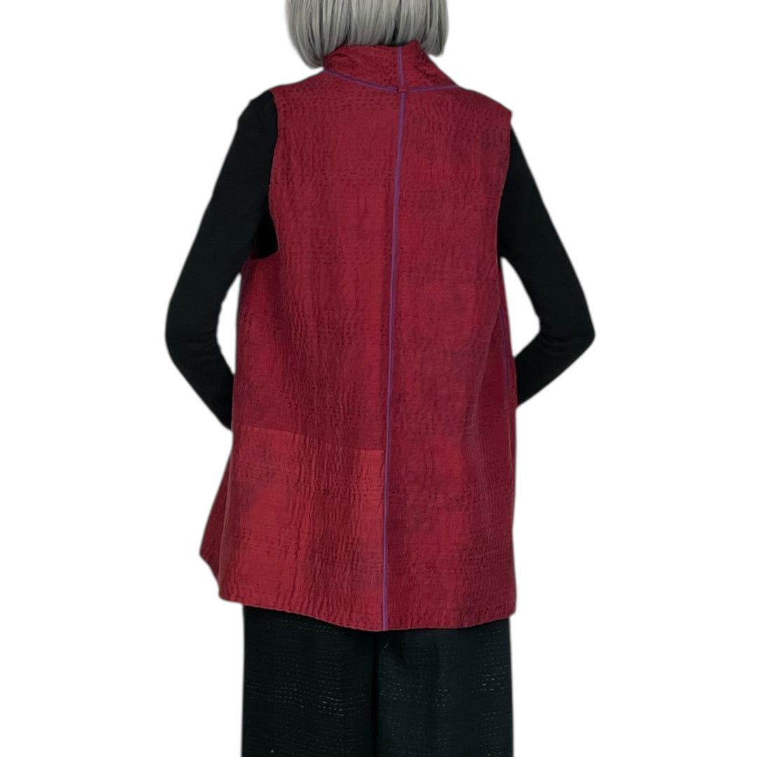 GEORGETTE JACQUARD PATCH KIMONO VEST SHORT