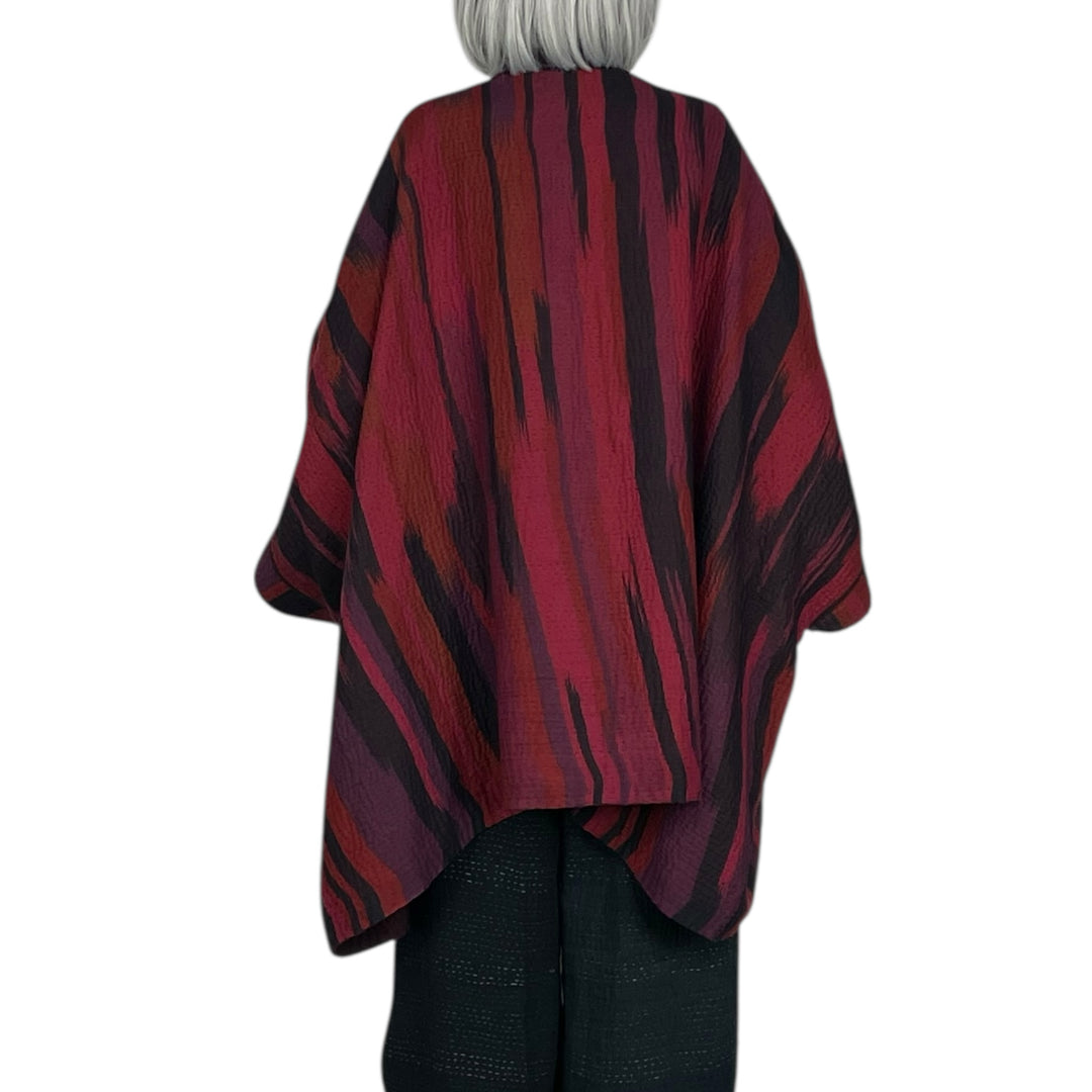 IKAT STRIPE DOUBLE COLLAR PONCHO