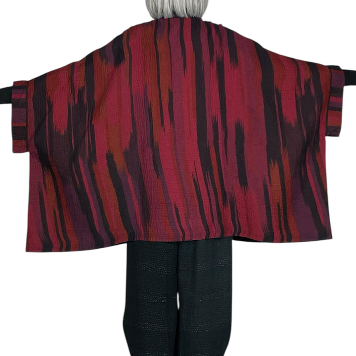 IKAT STRIPE DOUBLE COLLAR PONCHO
