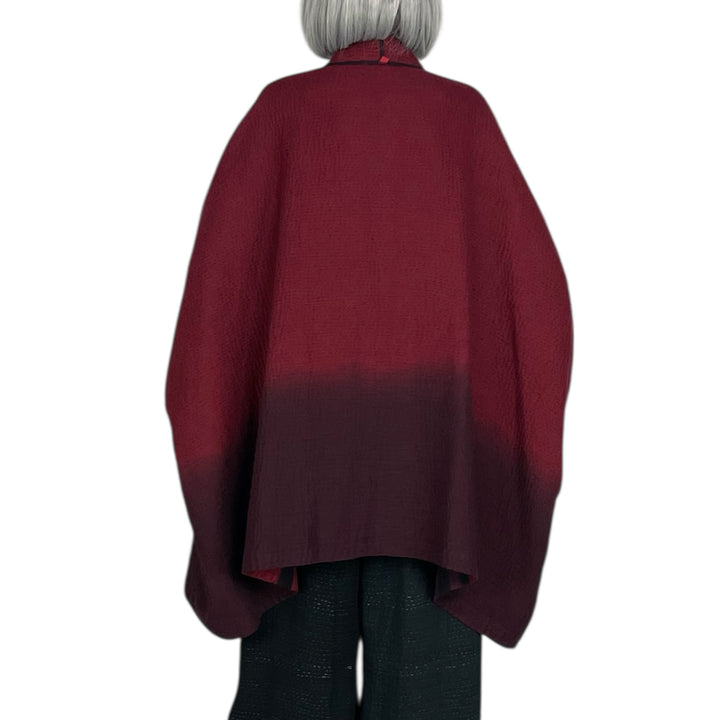 IKAT STRIPE DOUBLE COLLAR PONCHO