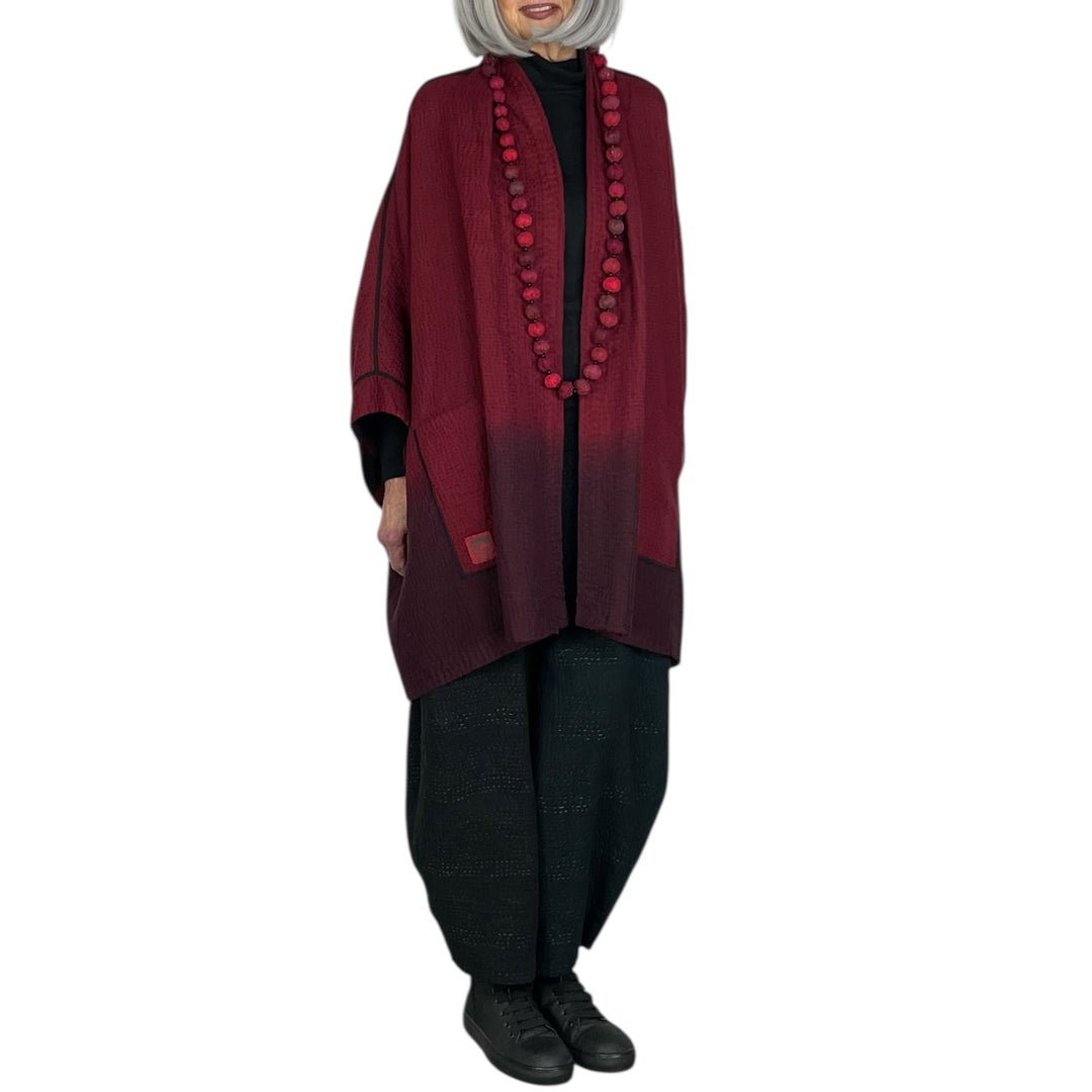 IKAT STRIPE DOUBLE COLLAR PONCHO
