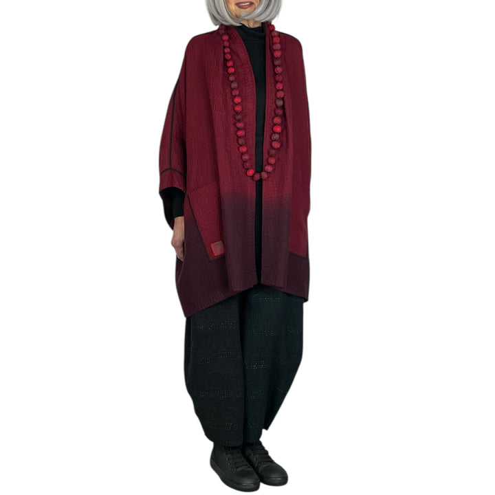 IKAT STRIPE DOUBLE COLLAR PONCHO