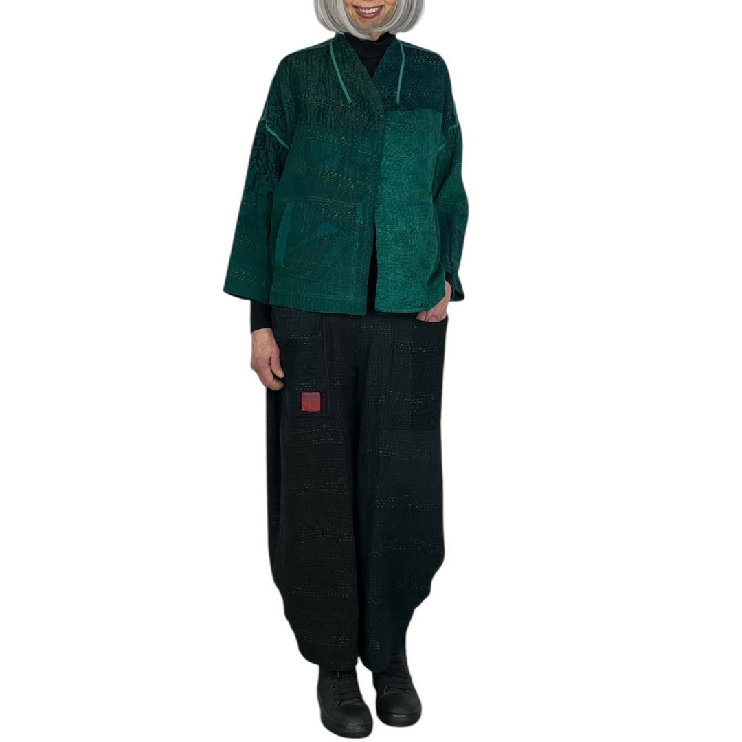 GEORGETTE JACQUARD STAND COLLAR CROP JACKET