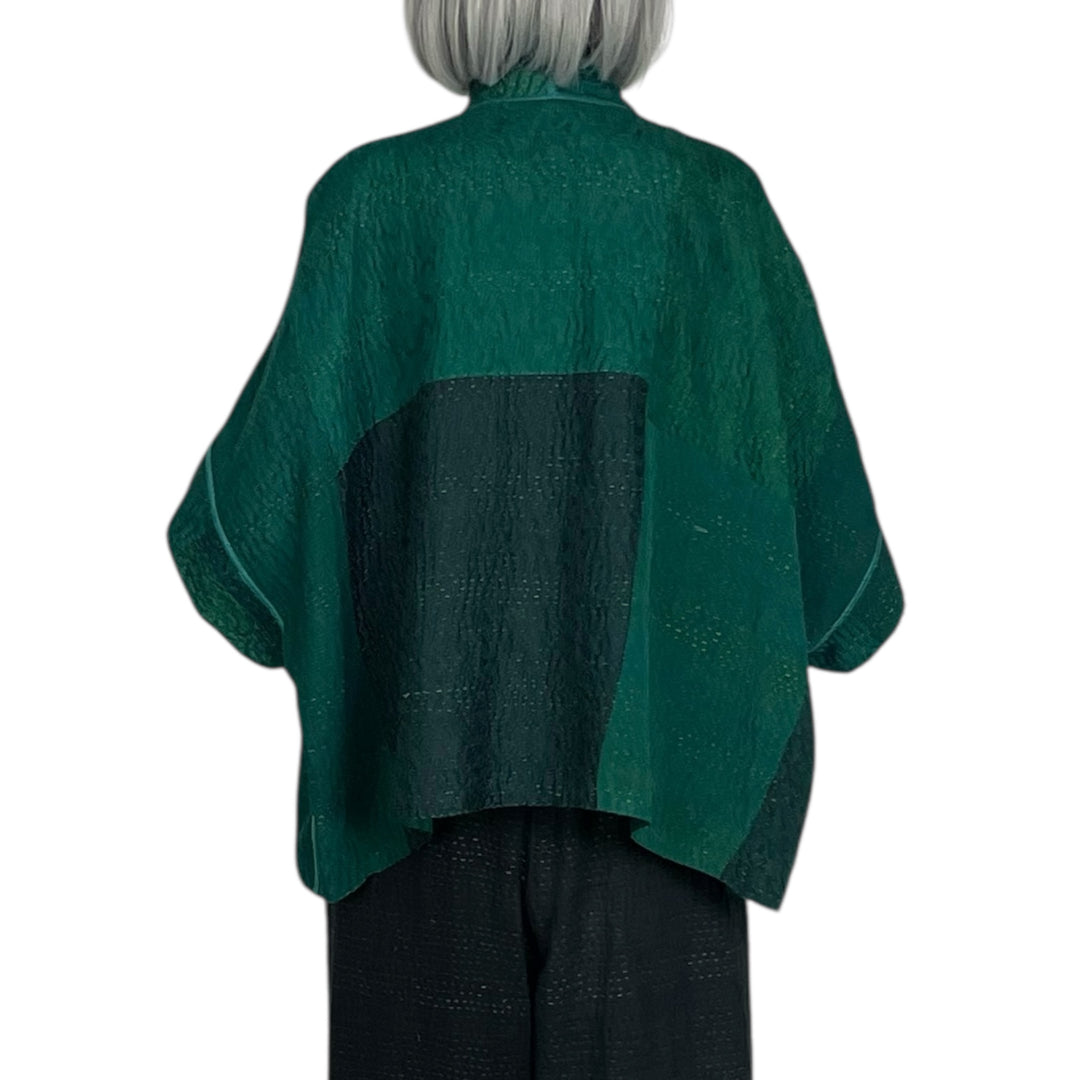 GEORGETTE JACQUARD/PATCH MINI PONCHO
