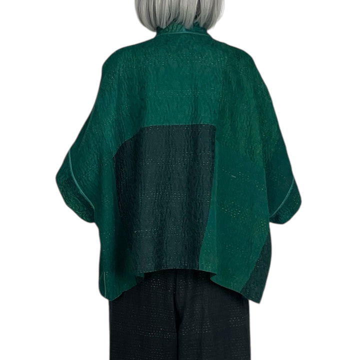 GEORGETTE JACQUARD/PATCH MINI PONCHO