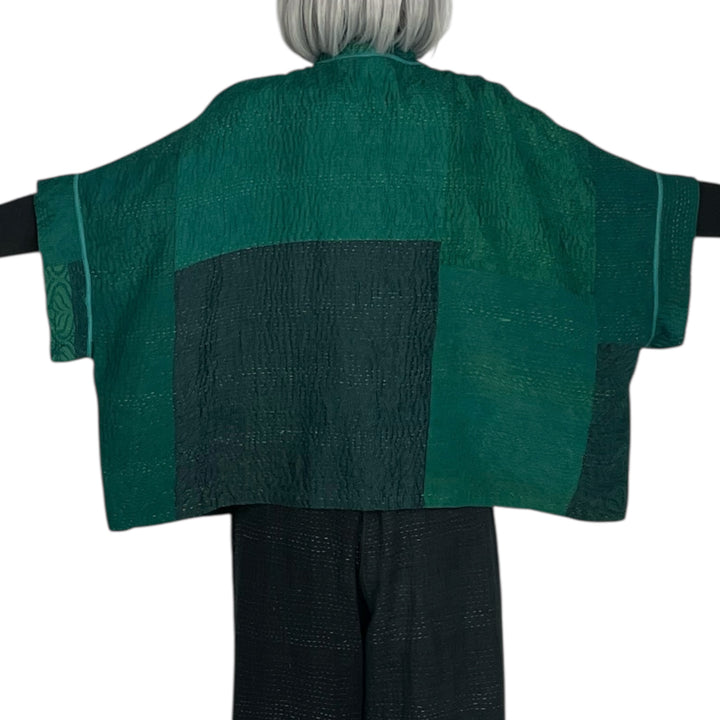 GEORGETTE JACQUARD/PATCH MINI PONCHO