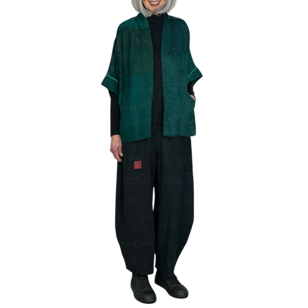 GEORGETTE JACQUARD/PATCH MINI PONCHO