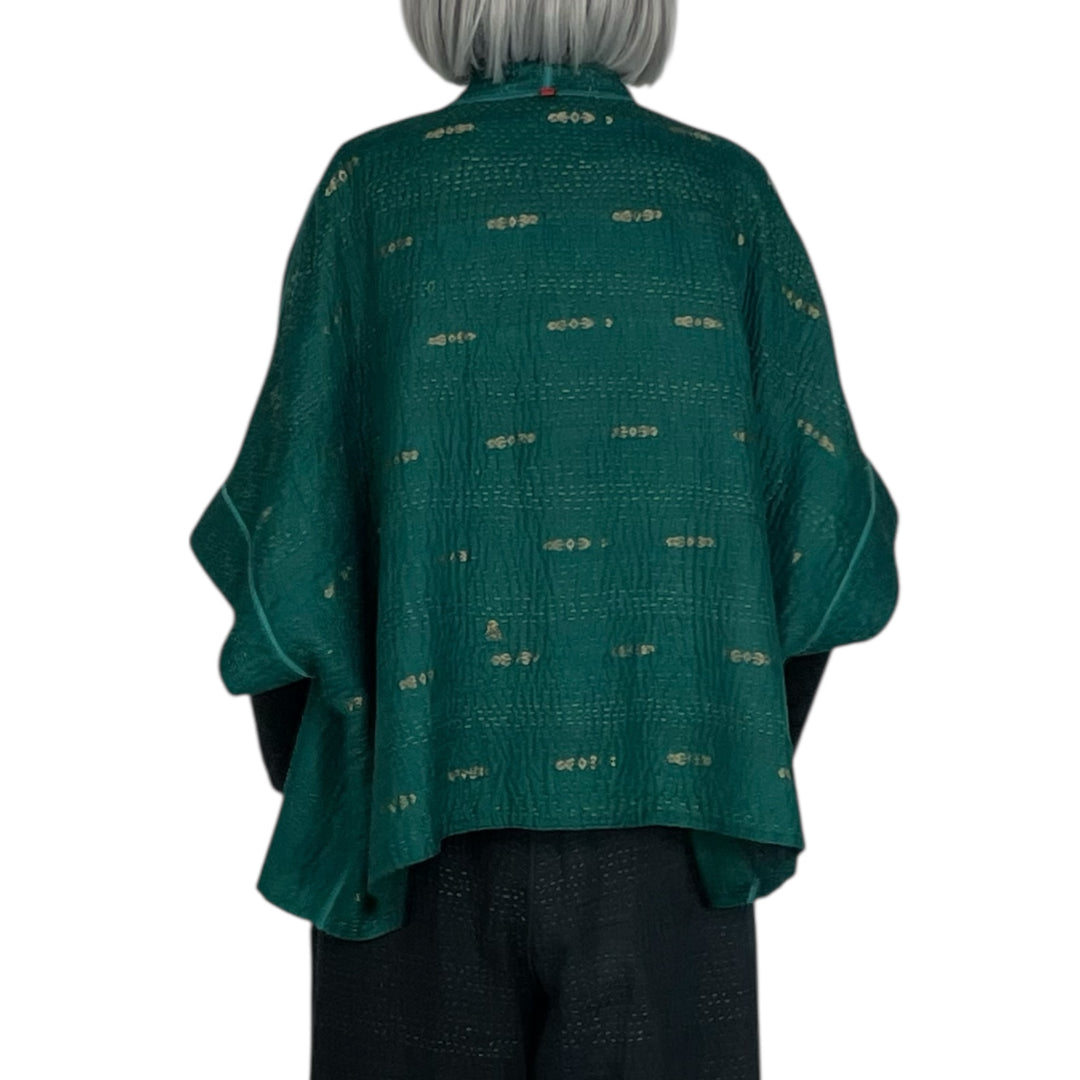 GEORGETTE JACQUARD/PATCH MINI PONCHO