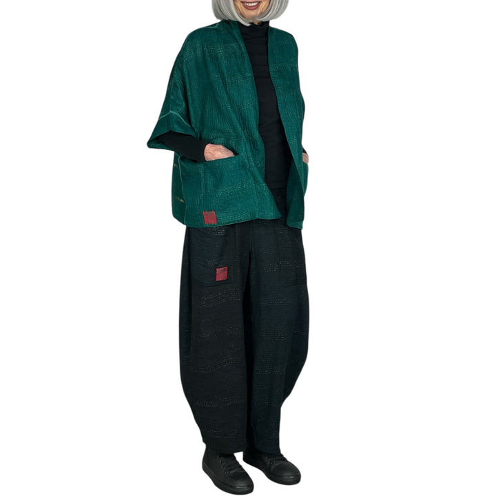 GEORGETTE JACQUARD/PATCH MINI PONCHO