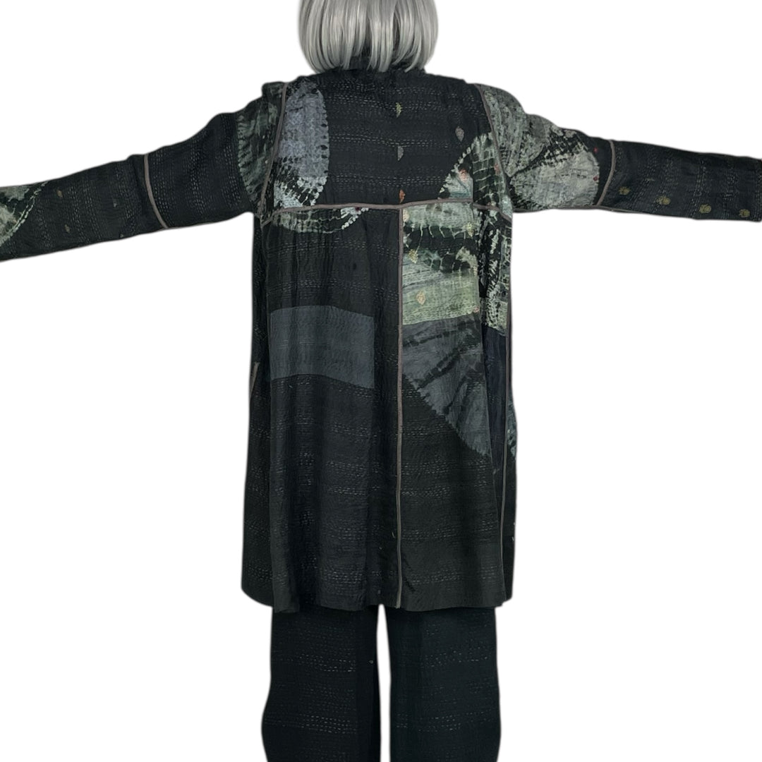 TIE DYE CIRCLE SHIBORI A-LINE DUSTER COAT