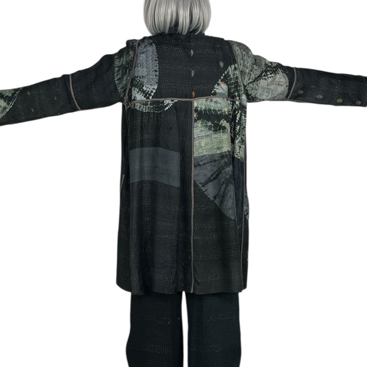 TIE DYE CIRCLE SHIBORI A-LINE DUSTER COAT