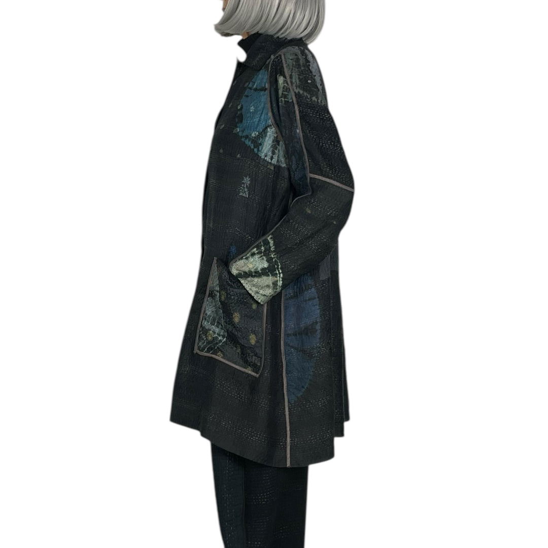 TIE DYE CIRCLE SHIBORI A-LINE DUSTER COAT