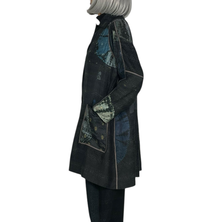 TIE DYE CIRCLE SHIBORI A-LINE DUSTER COAT