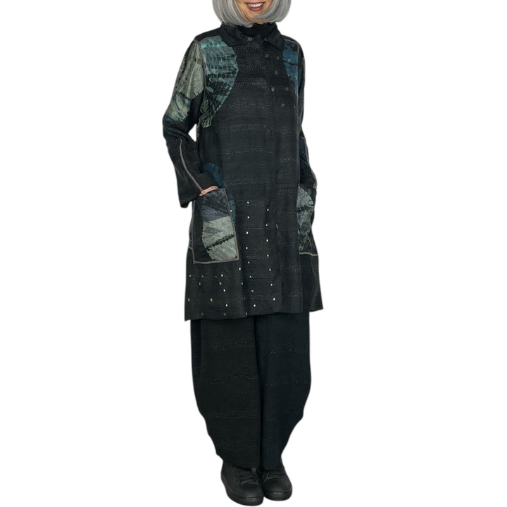 TIE DYE CIRCLE SHIBORI A-LINE DUSTER COAT