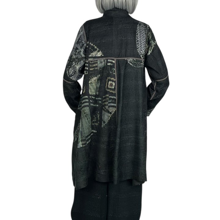 TIE DYE CIRCLE SHIBORI A-LINE DUSTER COAT