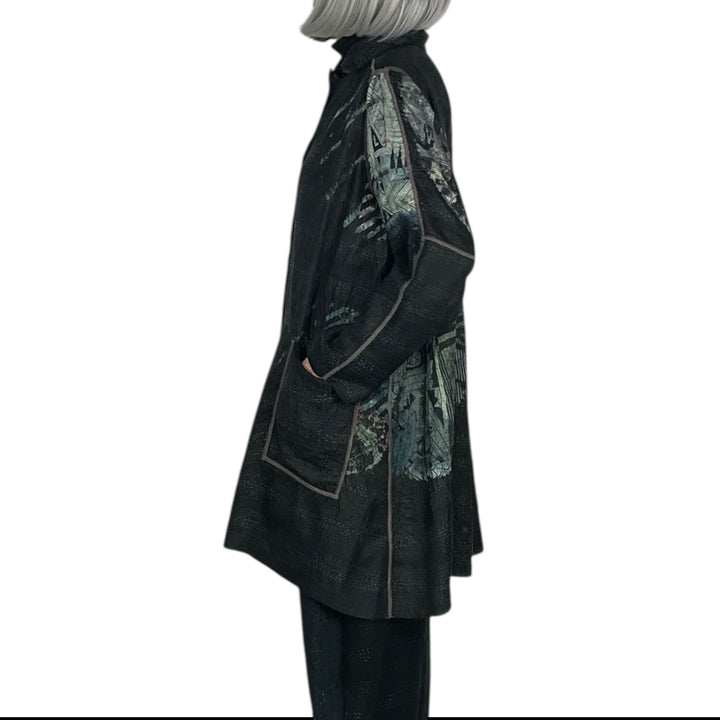 TIE DYE CIRCLE SHIBORI A-LINE DUSTER COAT