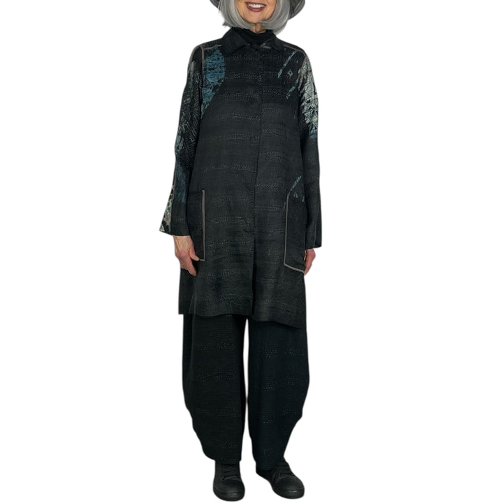 TIE DYE CIRCLE SHIBORI A-LINE DUSTER COAT