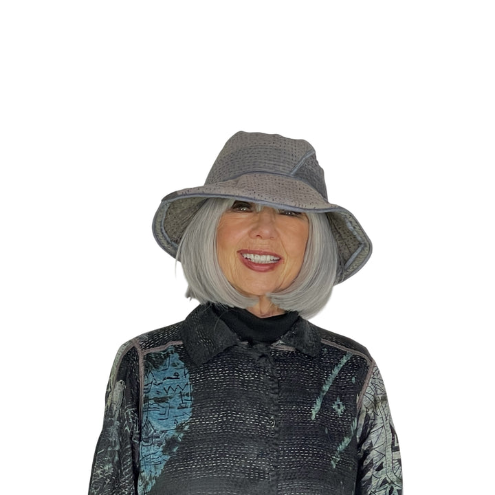 FRAYED PATCH CIRCULAR BRIM HAT