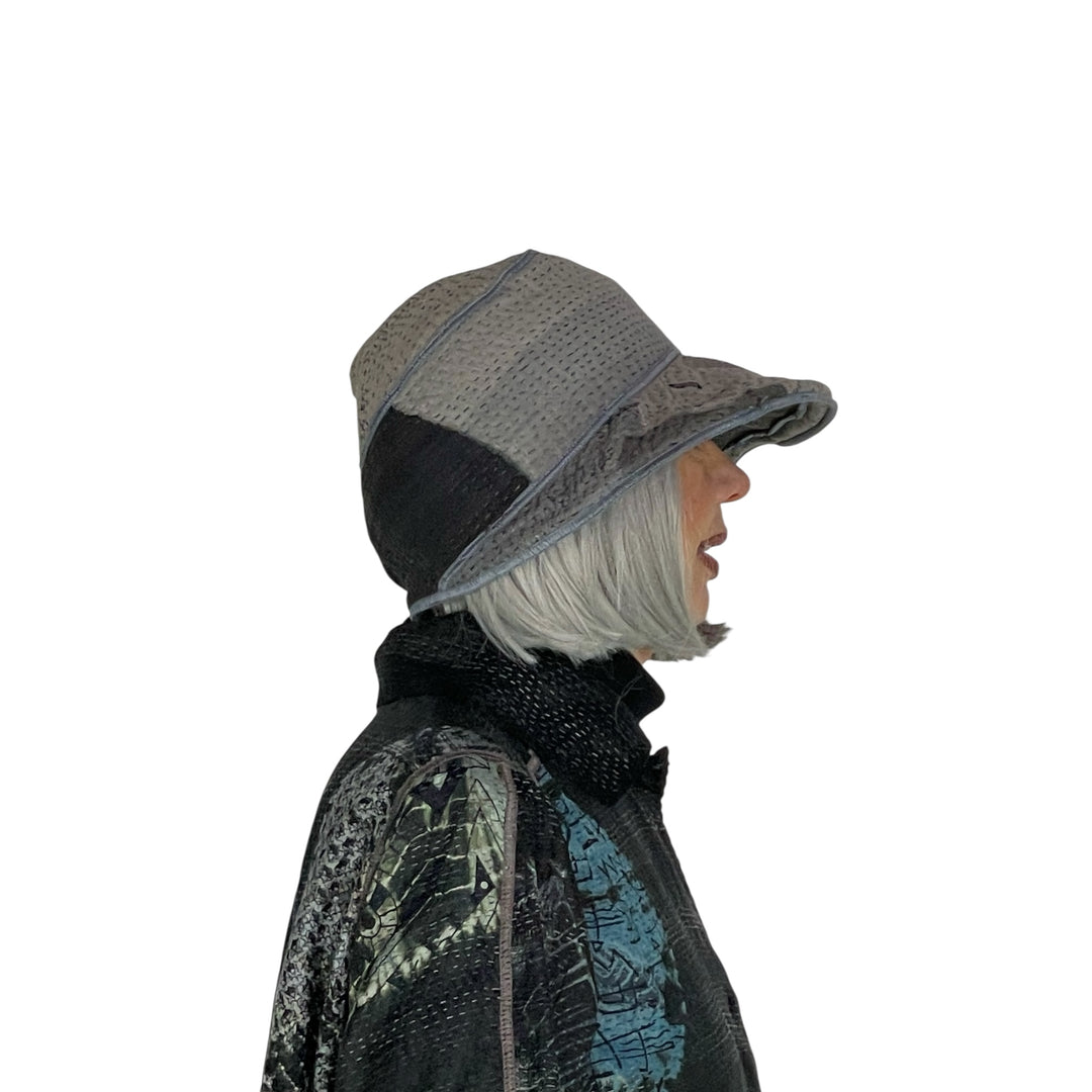 FRAYED PATCH CIRCULAR BRIM HAT