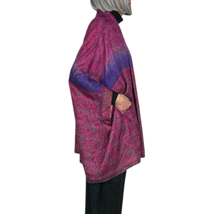 VINTAGE SILK DOUBLE COLLAR PONCHO