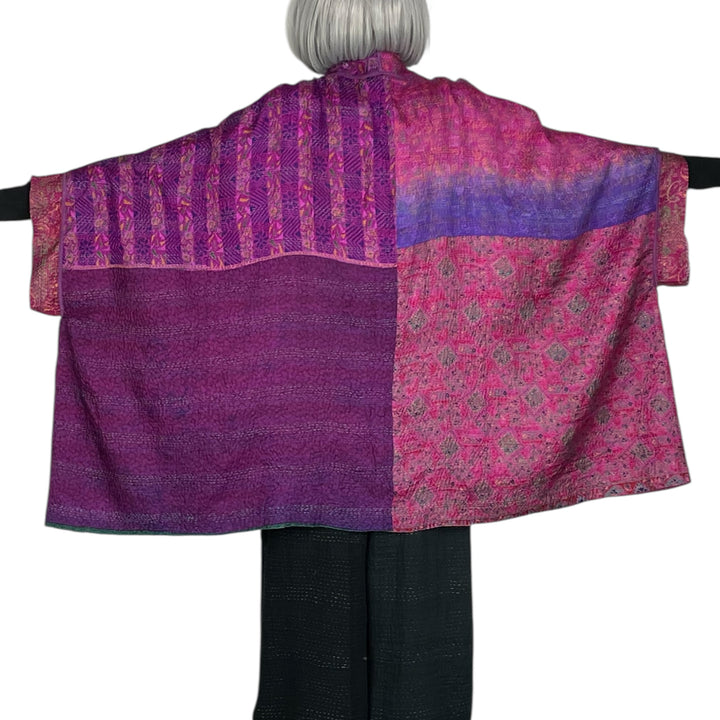 VINTAGE SILK DOUBLE COLLAR PONCHO