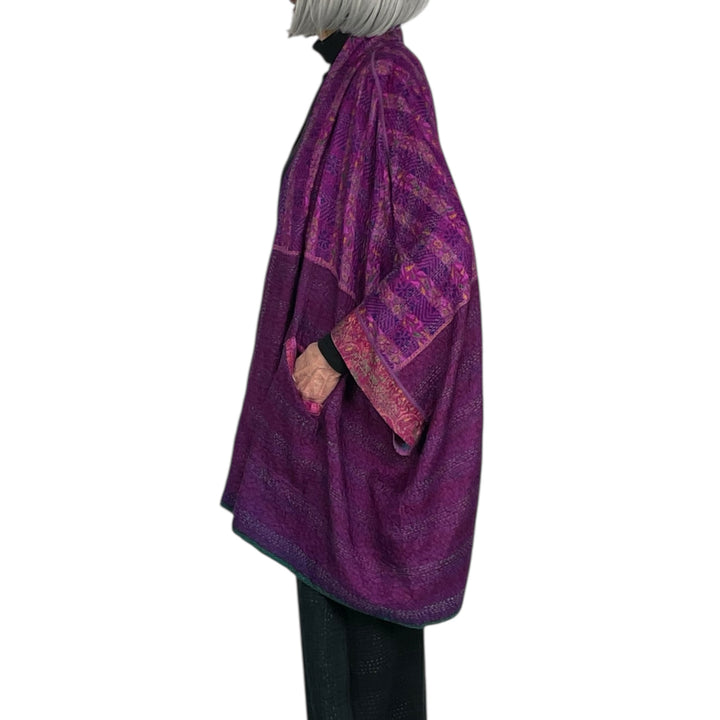 VINTAGE SILK DOUBLE COLLAR PONCHO