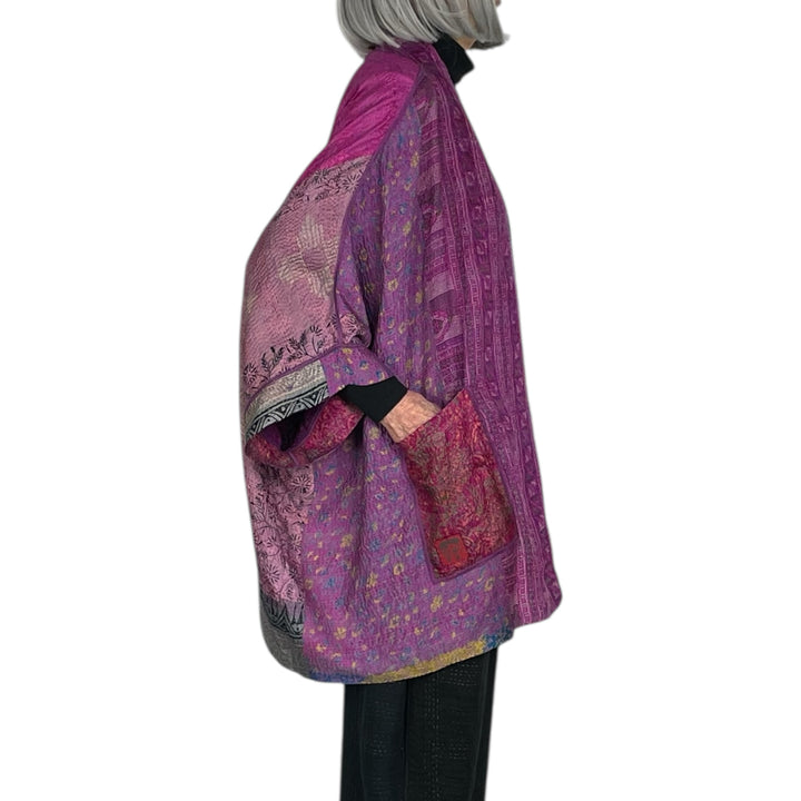 VINTAGE SILK DOUBLE COLLAR PONCHO