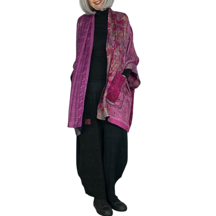 VINTAGE SILK DOUBLE COLLAR PONCHO