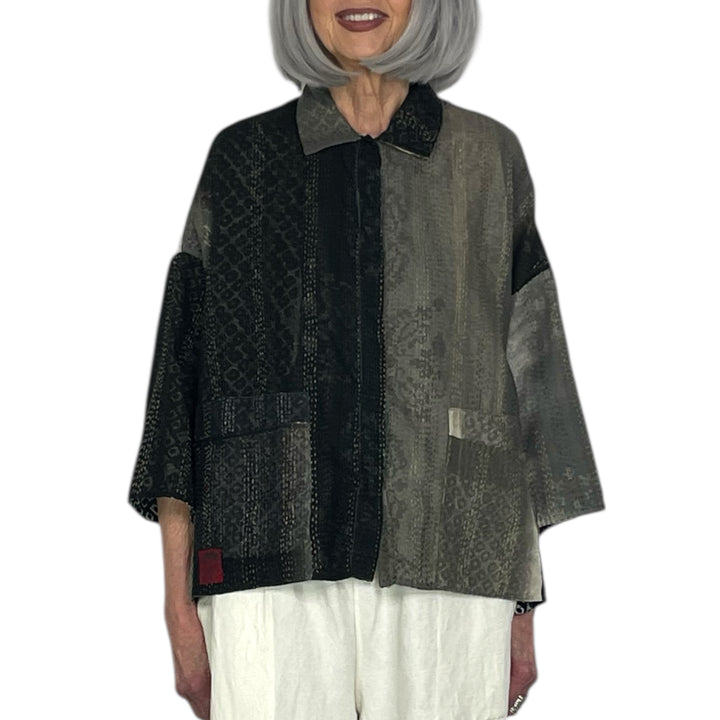 KIMONO PRINT/OMBRE CROP TENT SHIRT