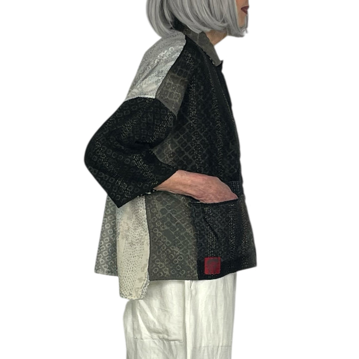 KIMONO PRINT/OMBRE CROP TENT SHIRT