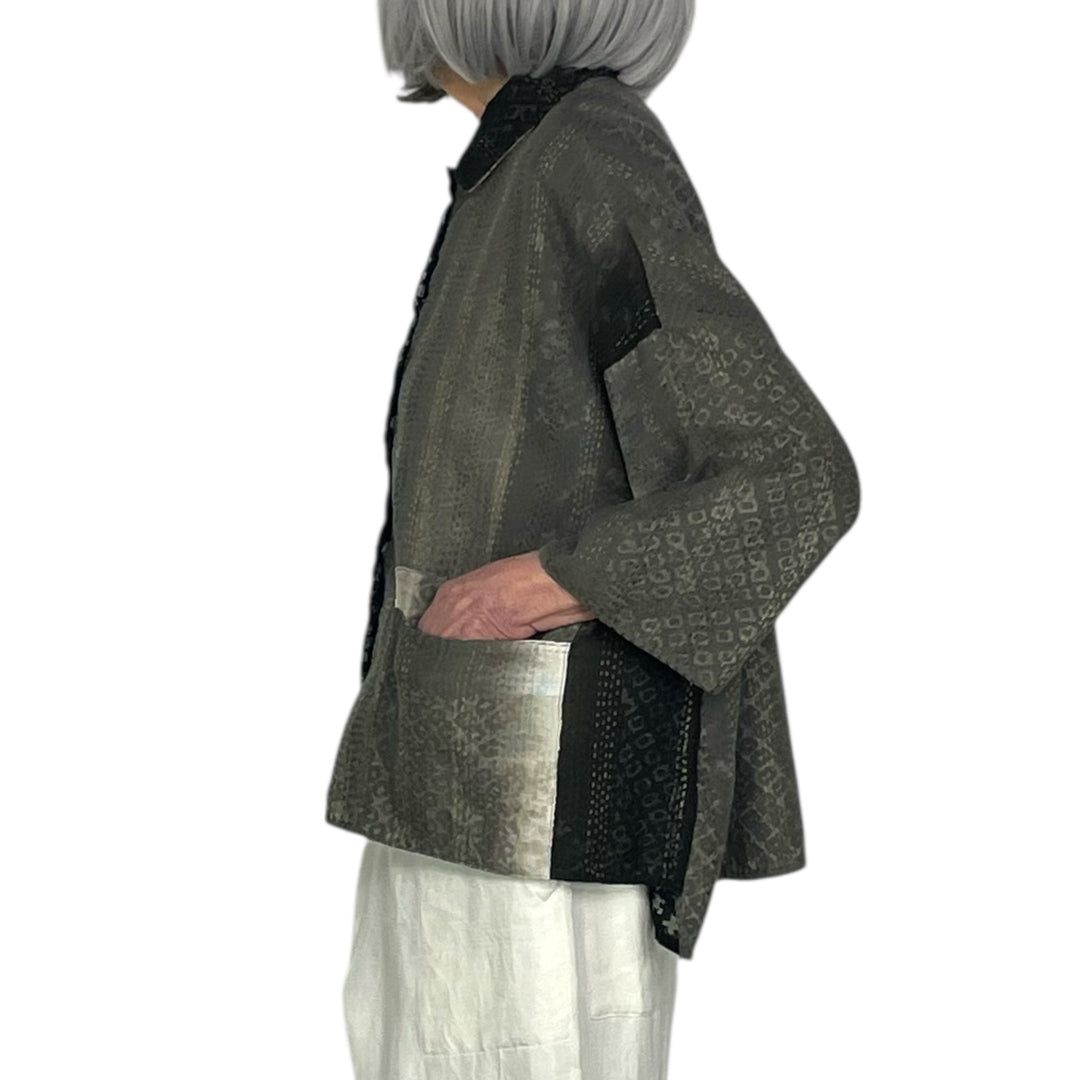 KIMONO PRINT/OMBRE CROP TENT SHIRT